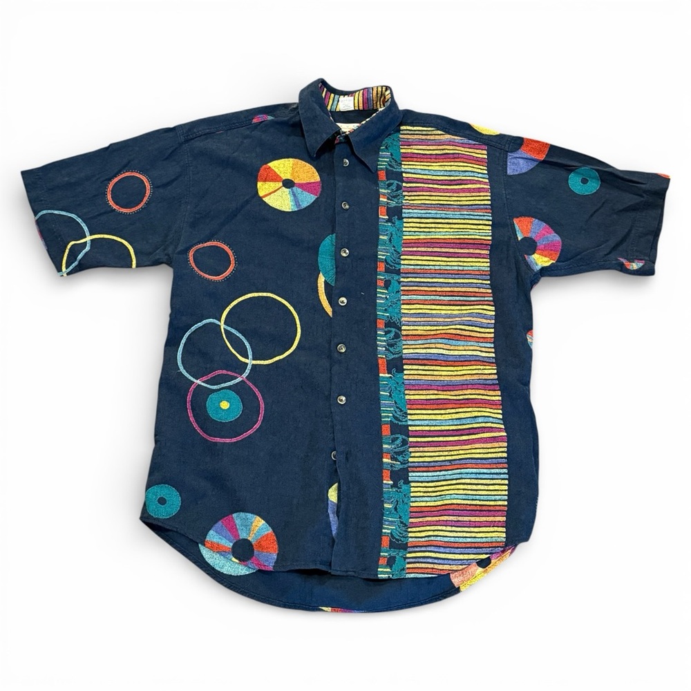 Vintage 80/90s Haupt Colorful Button Up Collared Short-Sleeve Shirt Multicolor M